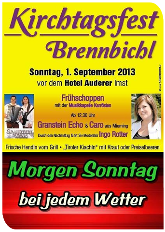 Kirchtagsfest vor Hotel Auderer - Brennbichl - 01. September 2013 - Vorschaubild 1